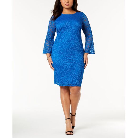 Alfani Plus Size Lace Bell Sleeve Sheath Dress - Picture 1 of 2